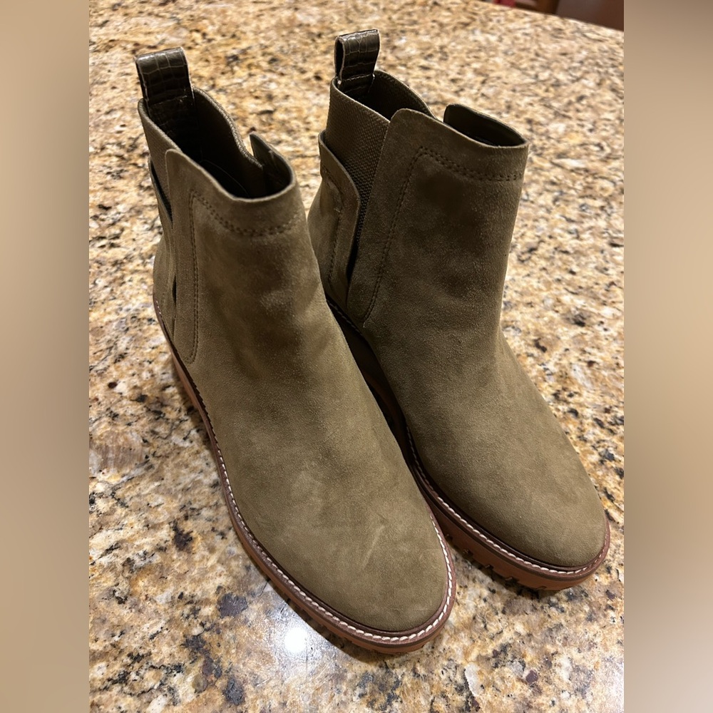 Vince Camuto Olive Green Suede Ankle Boots